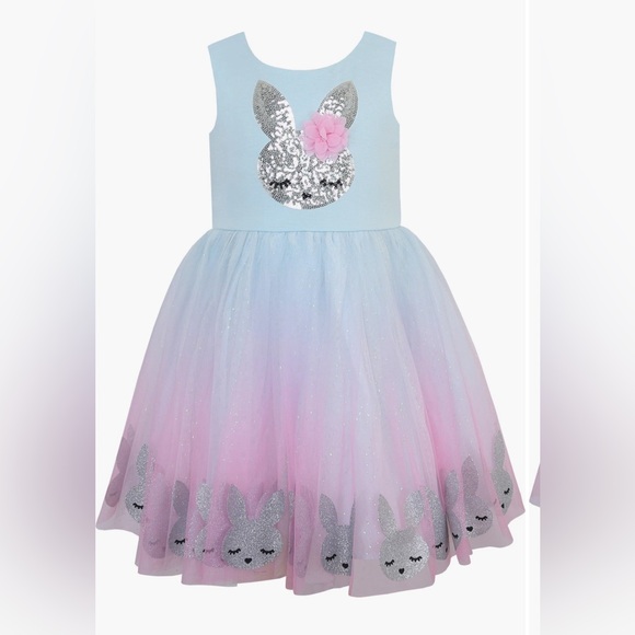 Zunie Other - Easter Toddler Dress Zunie Blue and Pink Bunny Tulle Dress